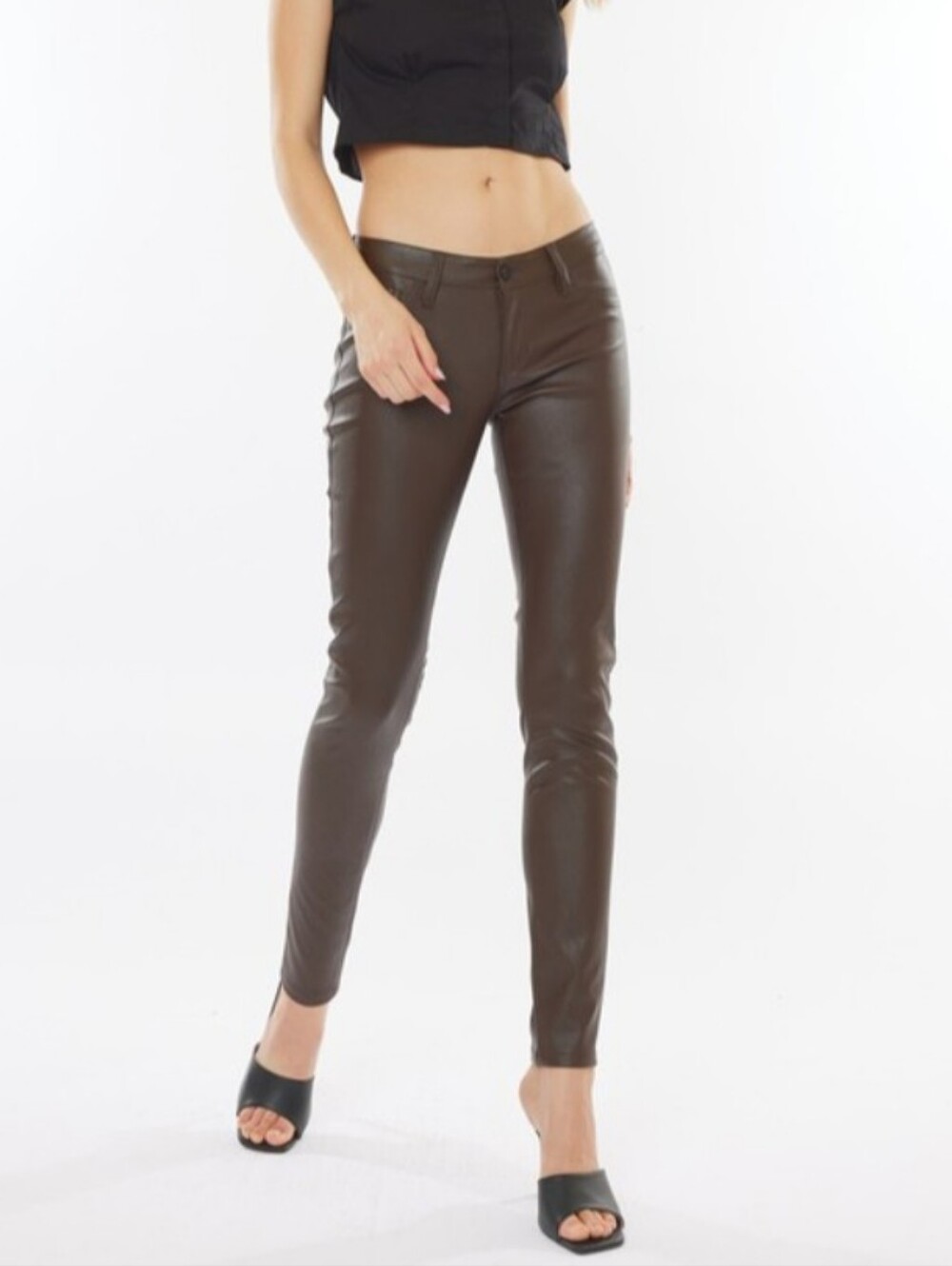 KanCan Farrah Low Rise Super Skinny Pants brown leather NEW